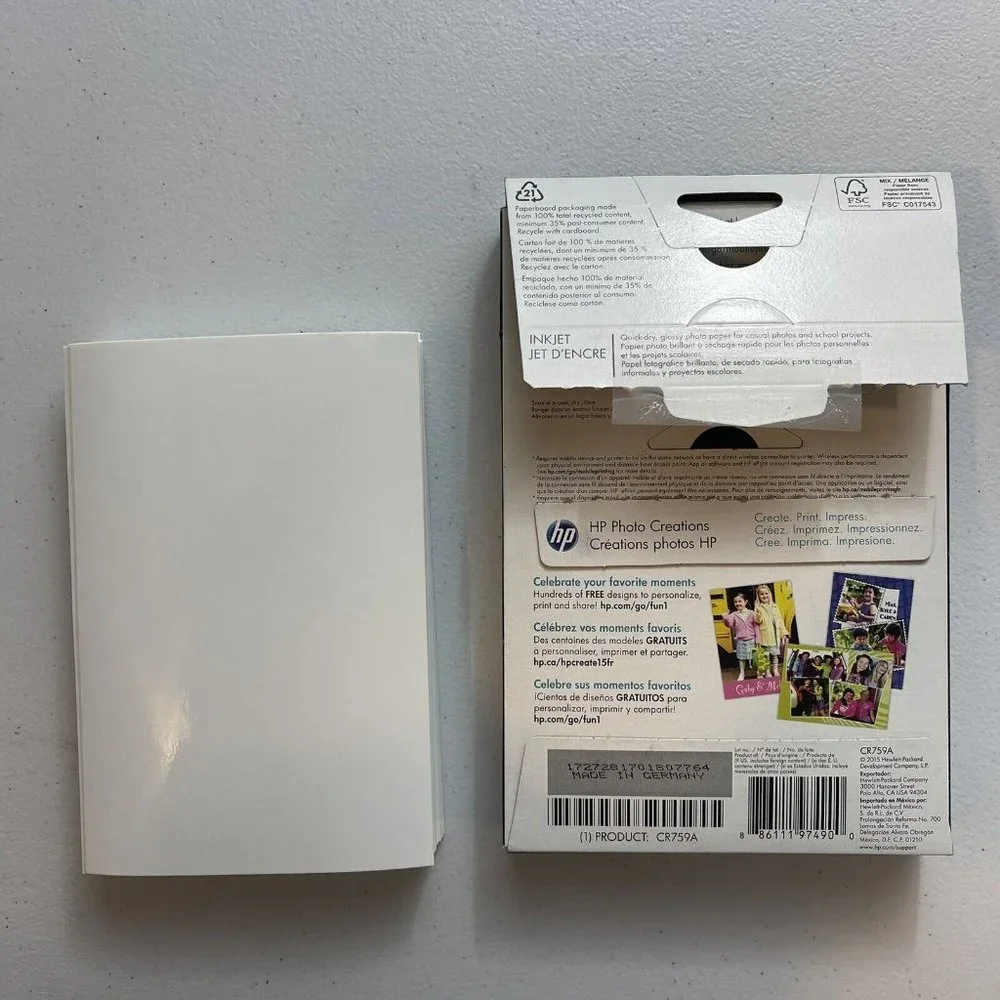 HP PHOTO CREATIONS Everyday Photo Paper 99 Sheets 4x6 Glossy - Open Box